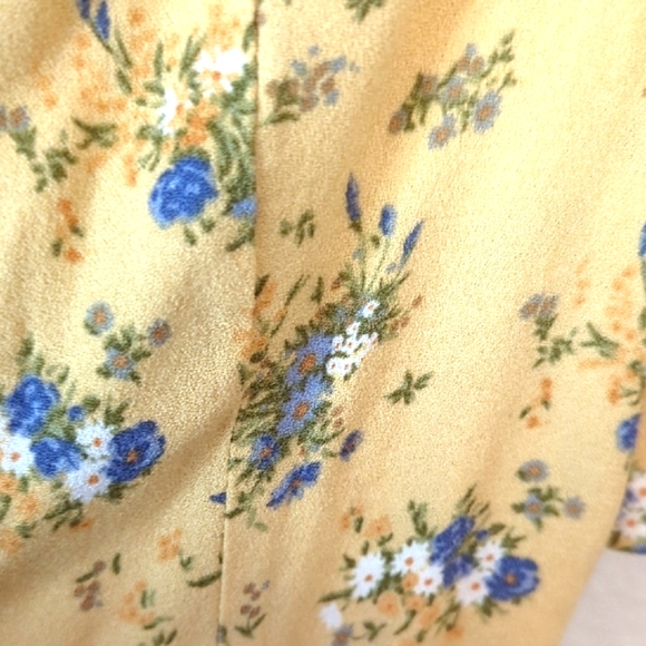 Reformation Yellow Puff Sleeve Floral Sweetheart Mini Dress Size 6 - Picture 5 of 9